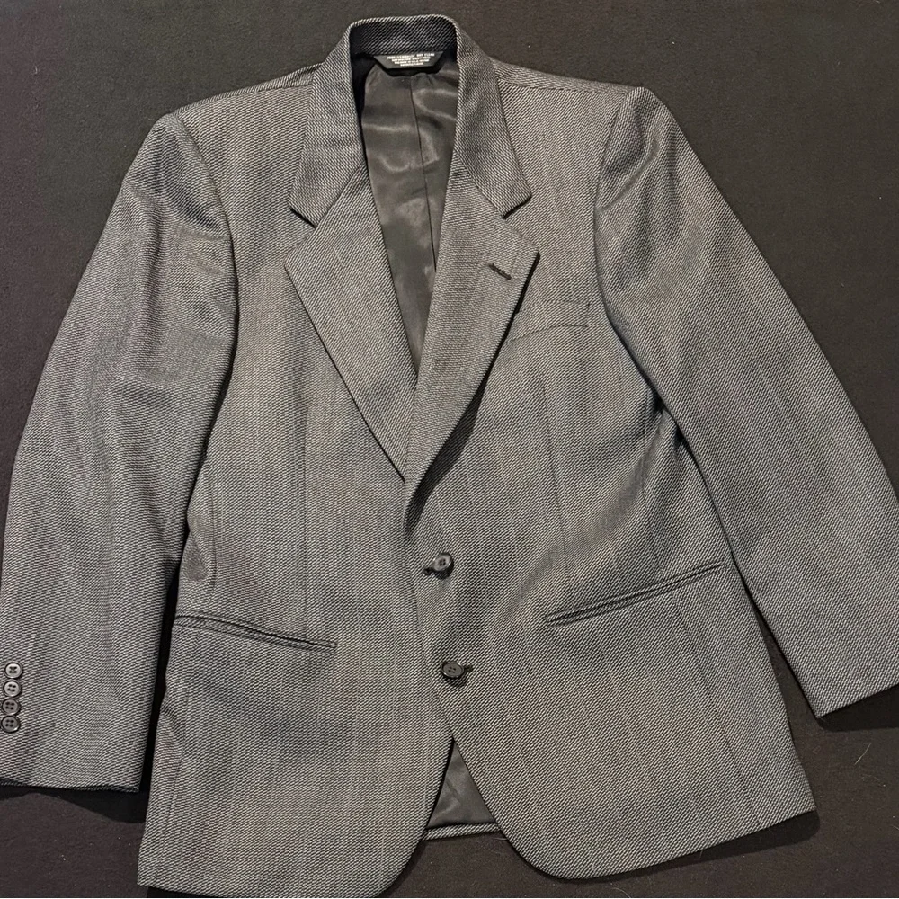 Pierre Cardin Men's Macys Wool 2 Button‎ Suit Jacket Sport Coat Grey Check